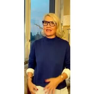 Isaac Mizrahi QVC XL Petite Mock Neck Fine Gauge Sweater Layered Look Twilight